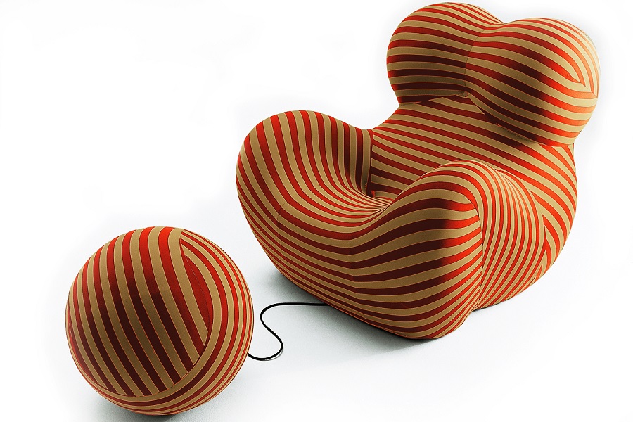 Ball-shaped ottoman by Gaetano Pesce 