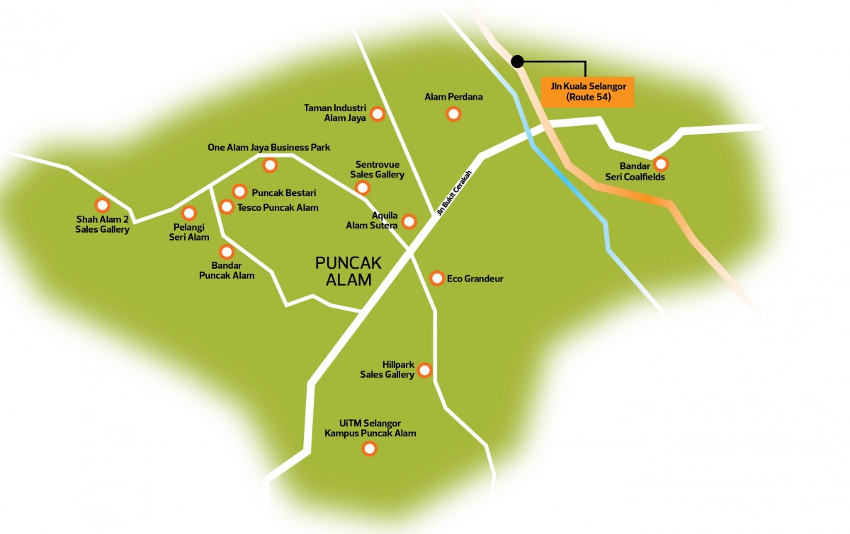 Puncak Alam map