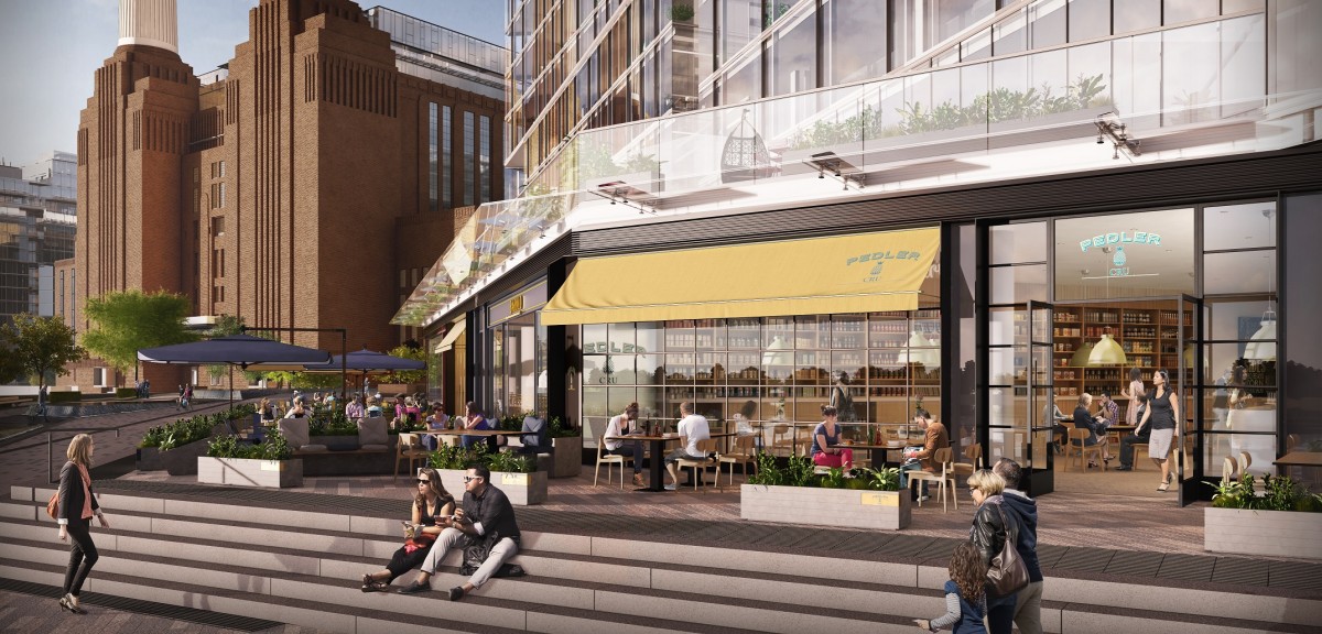 An artist's impression of Battersea Power Station's retail, F&B and lifestyle outlets at Circus West